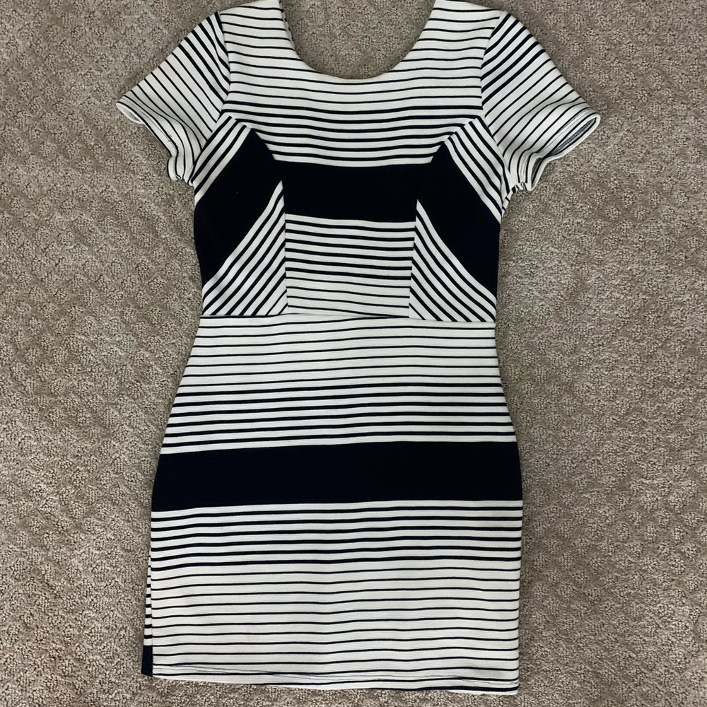 black & white striped mini dress